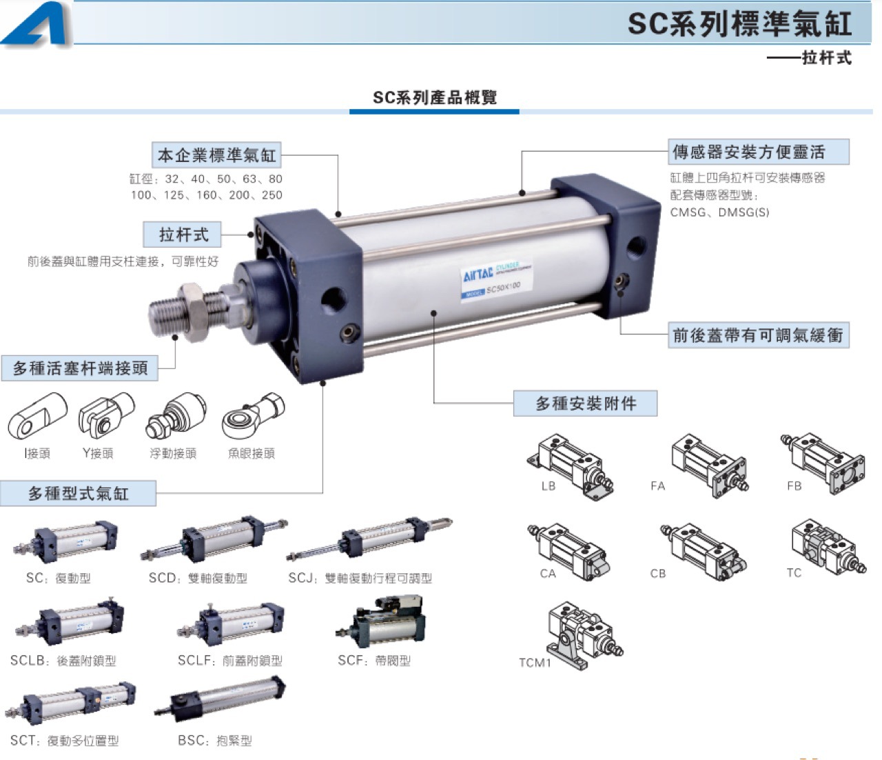 Air TAC亚德客原装正品标准气缸SC80系列