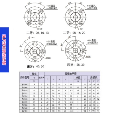 替进口 法兰直线精密传动滚珠花键副BSLF008螺母